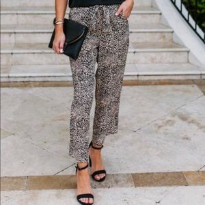 Leopard print pants, small, NEVER WORN, cropped.